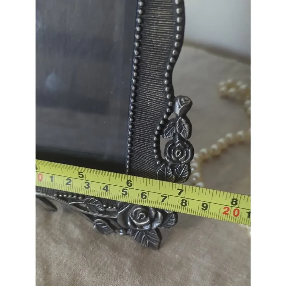 Vintage Rose Metal Picture Frame 10x7 Romantic Cottage Decor  Coquette Vanity